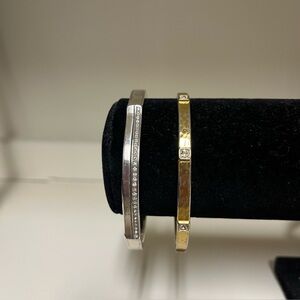 Set Lot 2 Brighton Toledo Mido Meridian Zenith Bangle Bracelet Silver Gold Tone